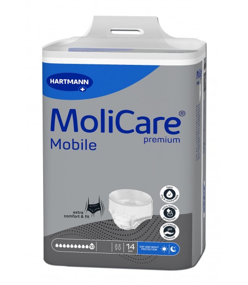 Molicare Premium Mobile .Εσώρουχα ακράτειας μιας χρήσης, Απορροφητικότητα 10 σταγόνες 14τεμ 