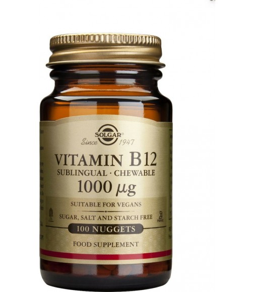 Solgar Βιταμίνη B12 1000 mcg Δοχείο με 100 Υπογλώσσια Δισκία