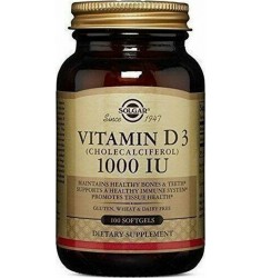 Solgar Βιταμίνη  D3 1000 IU (25 ΜG) Δοχείο με 100 Μαλακές Κάψουλες 