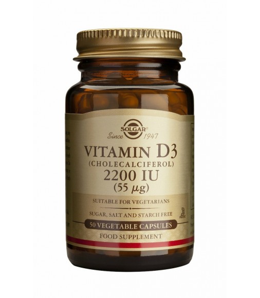 Solgar Βιταμίνη D3 (CHOLECALCIFEROL) 2200 IU Δοχείο με Φυτοκάψουλες