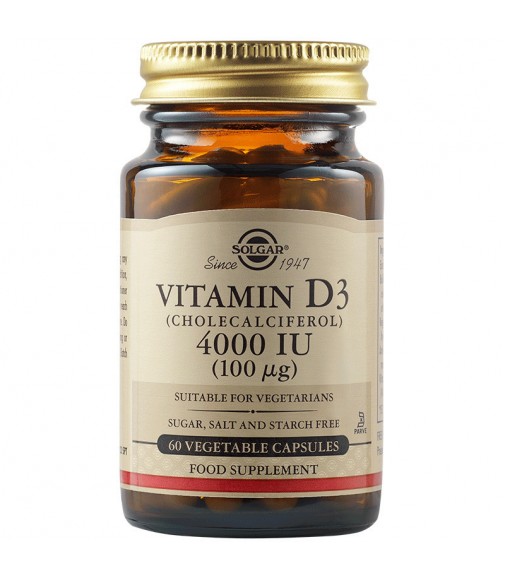 Solgar Βιταμίνη D3 (CHOLECALCIFEROL) 4000 IU Δοχείο με 60 Φυτοκάψουλες