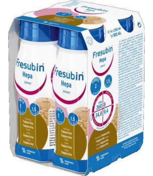 Fresubin® Hepa  Cappuccino - Ειδικό συμπλήρωμα διατροφής για ασθενείς με ηπατικές παθήσεις. (4Χ200ml)